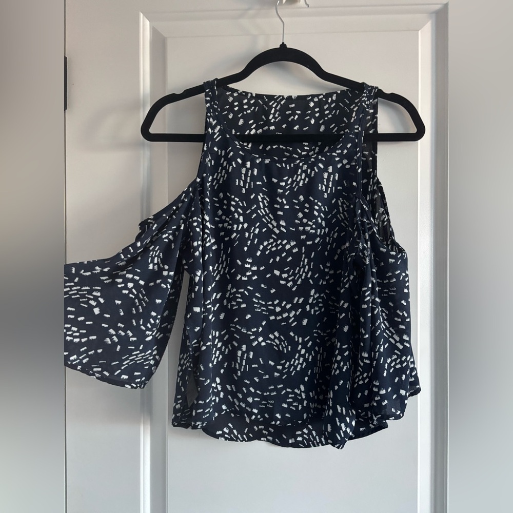 Women's Navy Cold Shoulder Top
